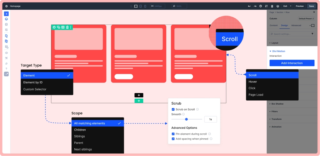 Add Interaction To Create Animation In Divi