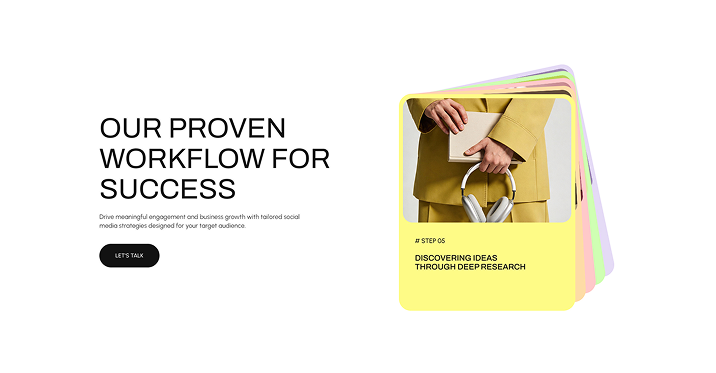 Divi Card Stack Animation Example