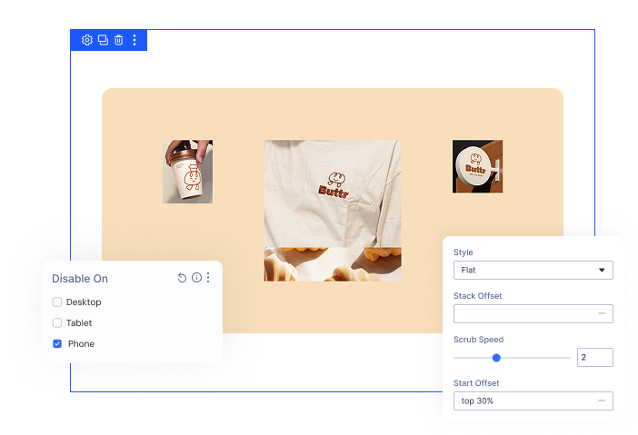 Divi Card Stack Scroll Animation Customization Settings