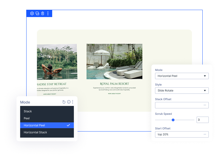 Divi Card Stack Scroll Animation by DiviMotion
