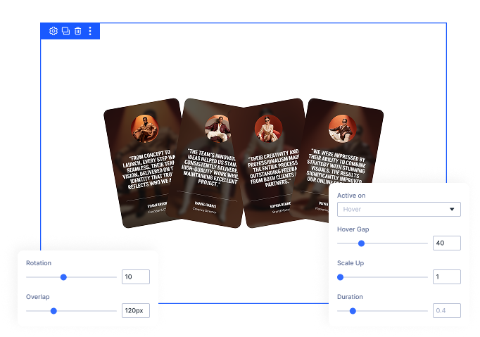 Divi Elastic Cards Hover Animation by DiviMotion