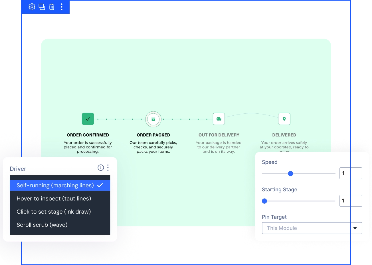 Divi Animated Process Flow driver settings