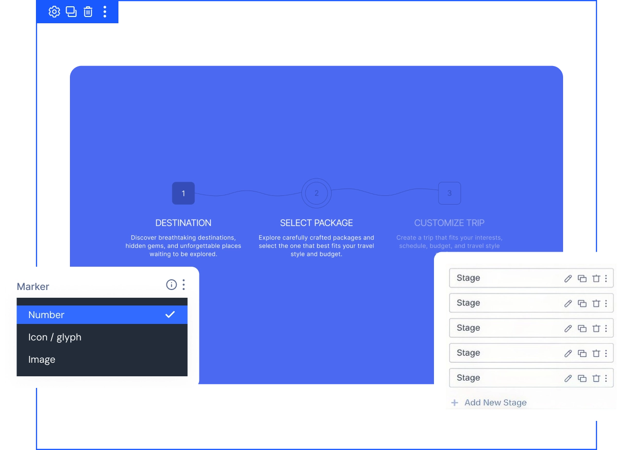 Divi Animated Process Flow stage settings