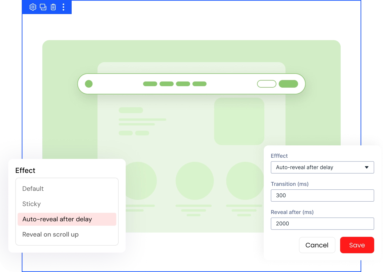 Divi Header Scroll Effects transition settings