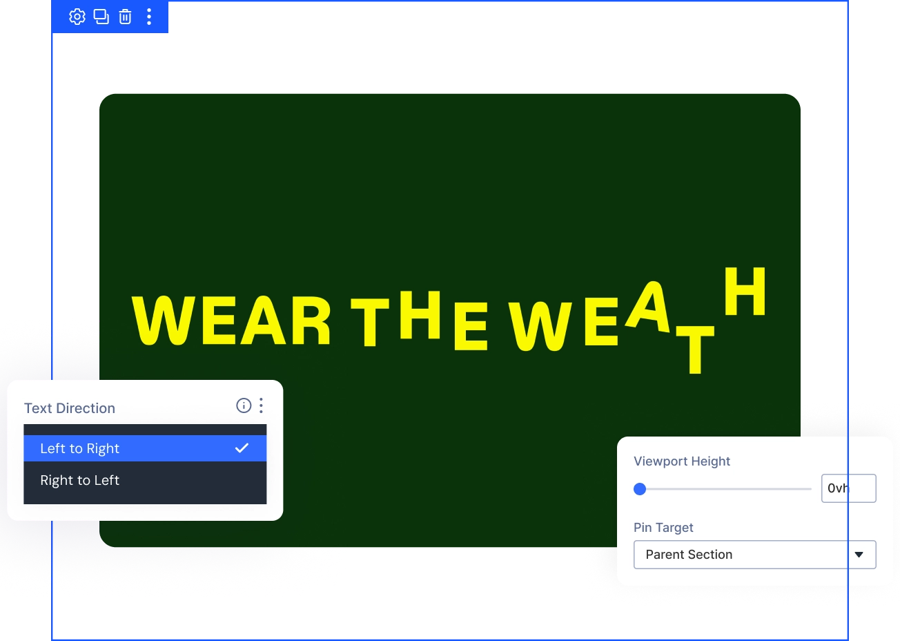 Divi Horizontal Scrolling Text layout settings
