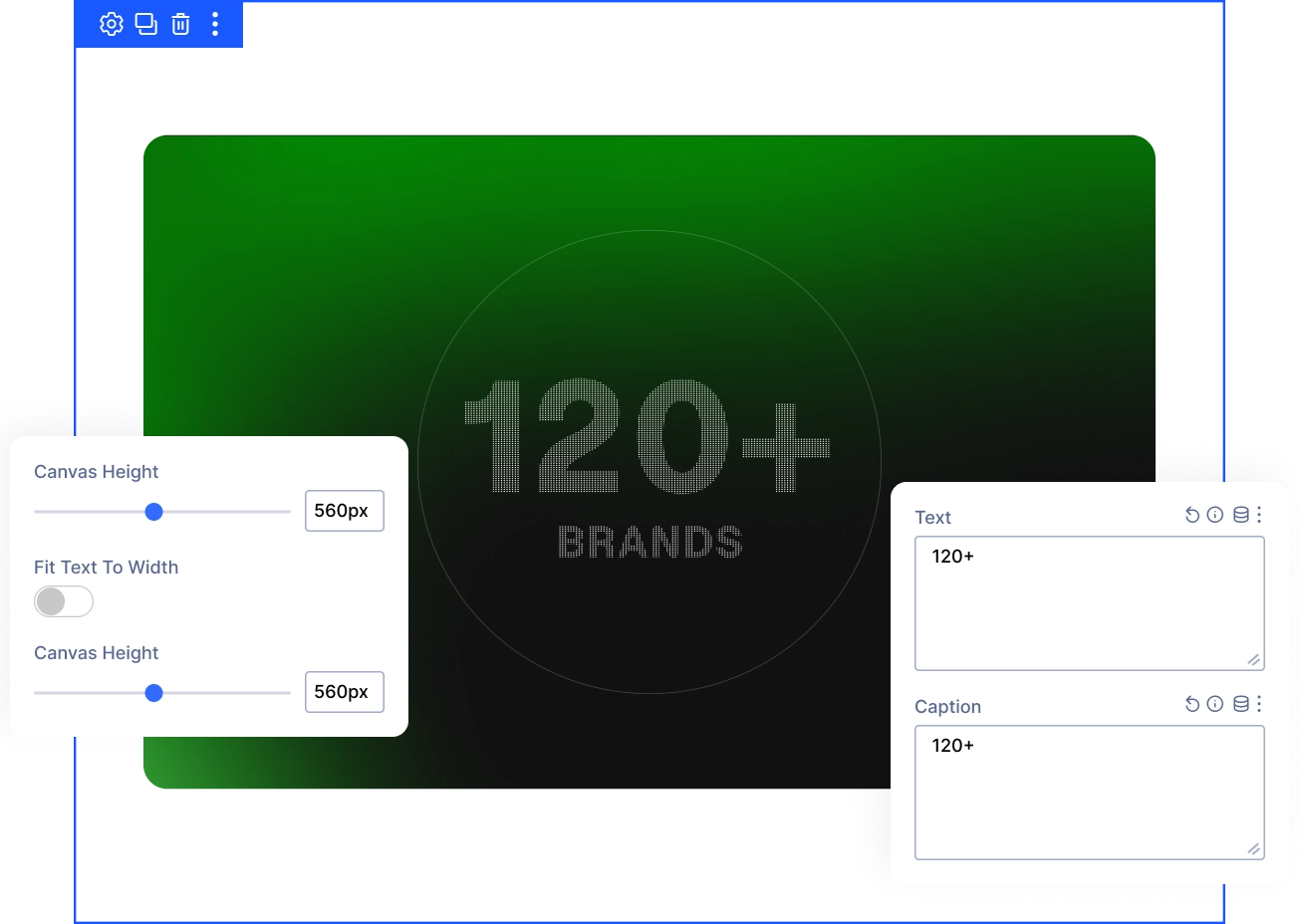 Divi Particle Text headline and caption settings